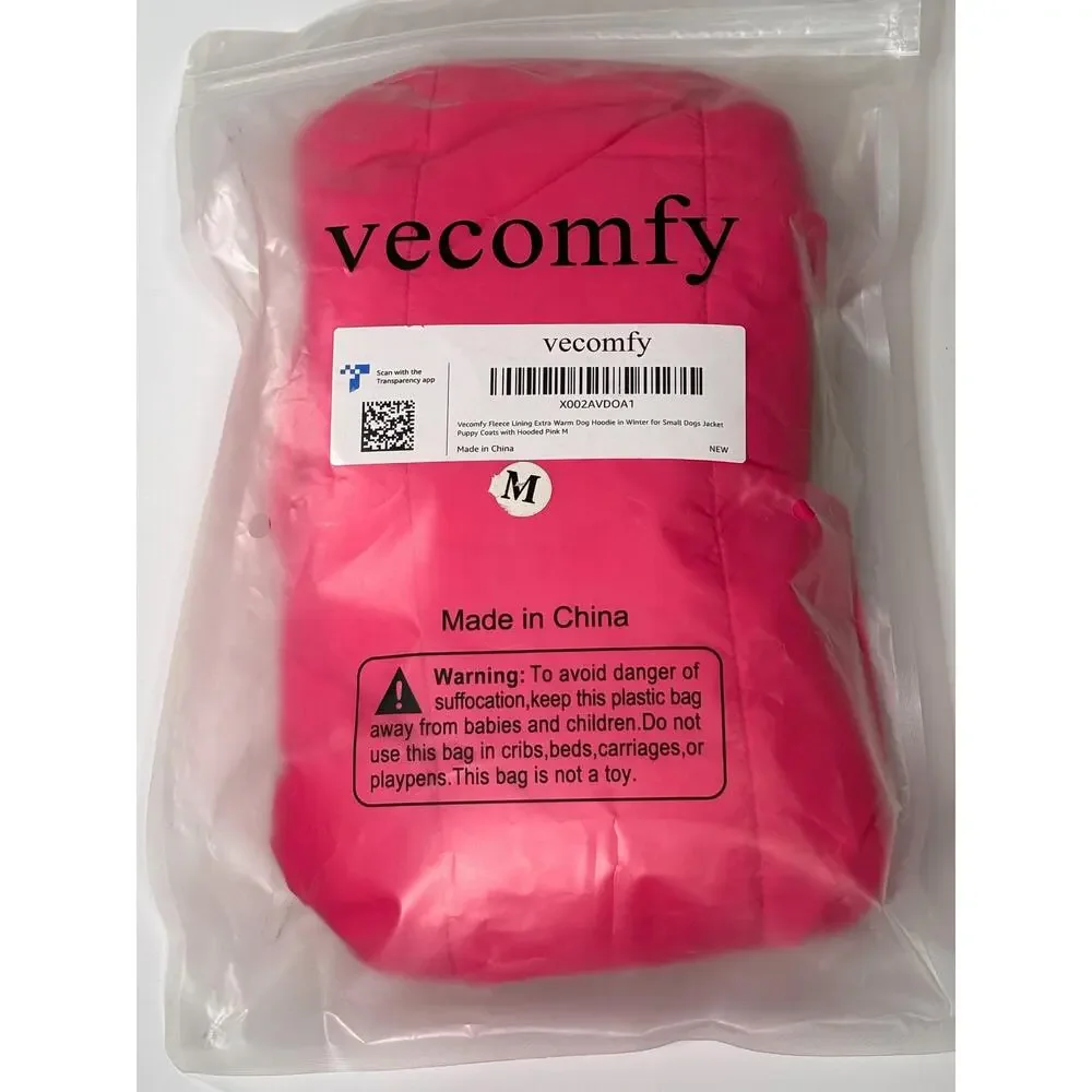 Vecomfy Fleece Dog Hoodie Small Dogs Jacket Puppy Coats with Hooded Pink M NWT